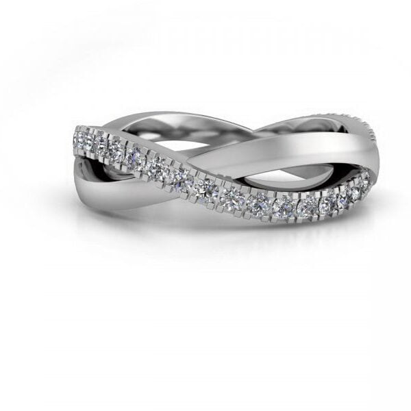 Platinum or white gold infinity diamond wedding band - Leda