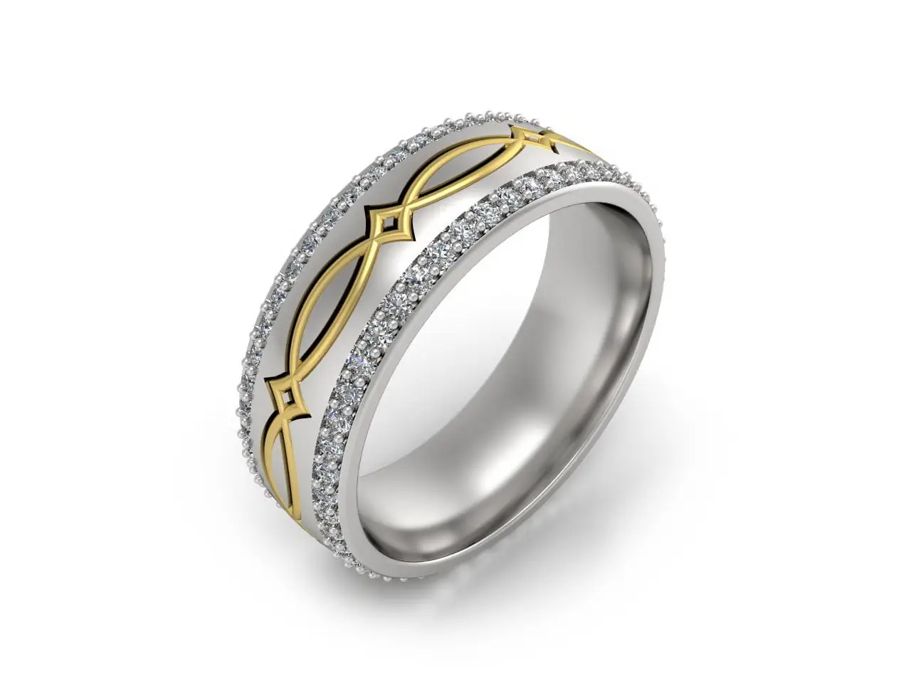 Amyntas pave diamond Celtic wedding ring