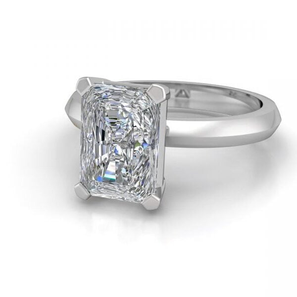 Radiant-cut diamond solitaire engagement band - Melia in platinum