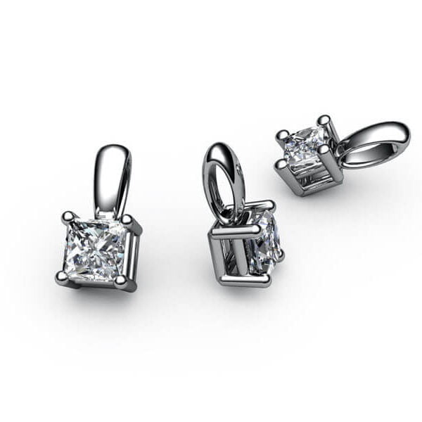 White gold Classic Princess Cut diamond pendant
