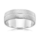 Satin top wedding ring with line - platinum