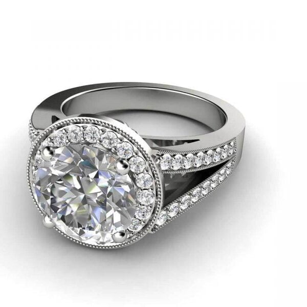 White gold halo split band engagement ring - Leto