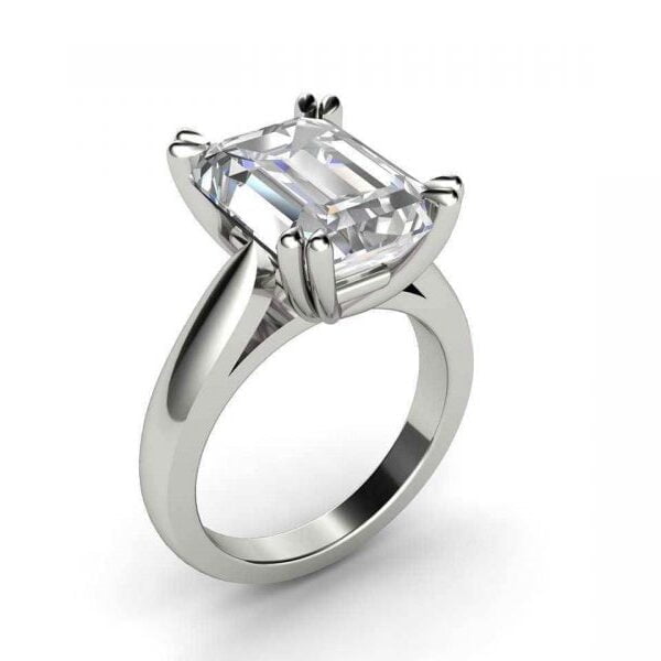 Platinum solitaire emerald-cut diamond engagement ring - Phyllis