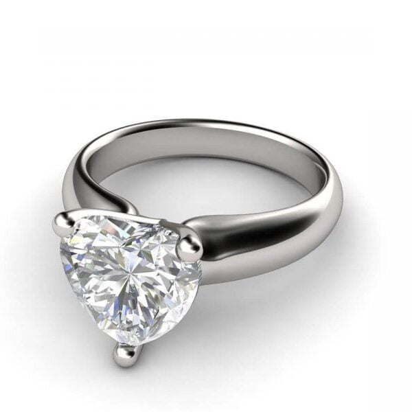 Platinum heart-shaped solitaire diamond - Agathe