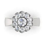 Platinum engagement ring with a scalloped halo - anthousa
