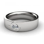 Round solitaire diamond wedding band - carolos