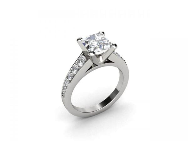 Ariadne 9 White gold princess-cut diamond ring with a graduating diamond band - ariadne