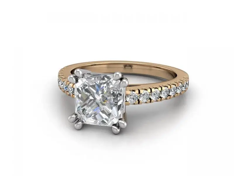 Gold 3 Rose gold radiant-cut diamond engagement ring - timothea