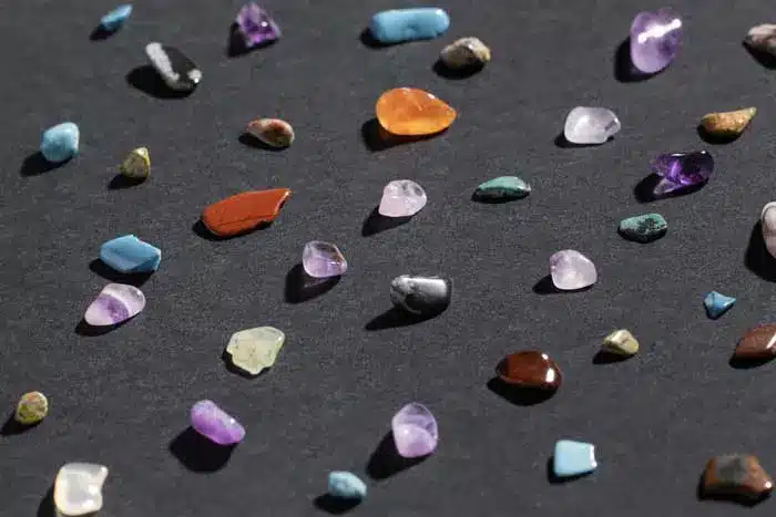 Top view colorful small stone collection
