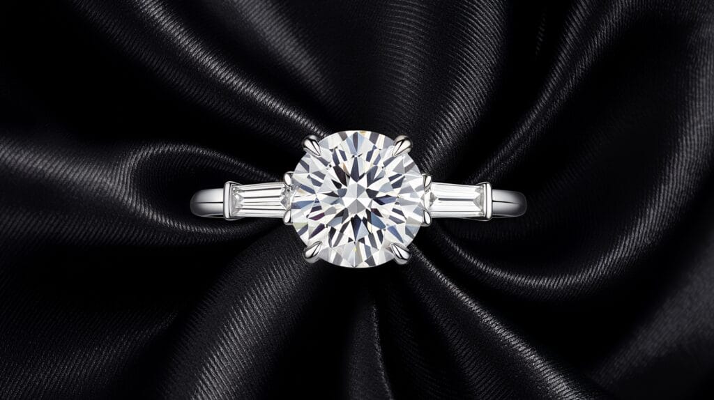 Custom engagement rings: why you should design your own 3 Custom-designed engagement ring with round diamond and baguettes