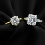 3 carat vs. 5 carat diamond rings: what you need to know 2 Engagement rings with 3ct round and 5ct emerald cut diamonds