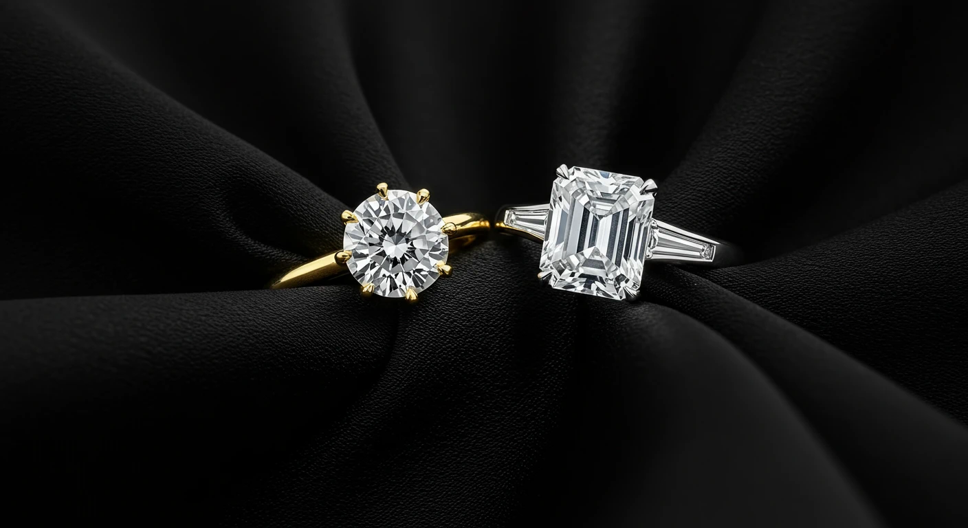 Choosing custom-made engagement rings – a guide 2 Engagement rings with 3ct round and 5ct emerald cut diamonds