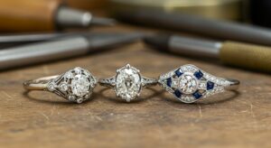 Three Diamond Antique Engagement Rings