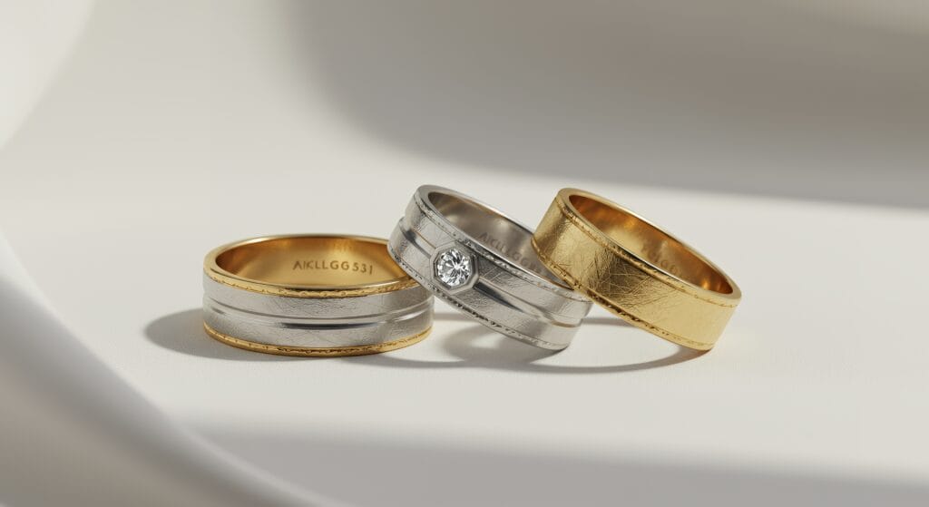 Custom-made same-sex wedding rings and engagement rings by joseph george jewellery 3 Textured wedding rings for men by joseph george jewellery