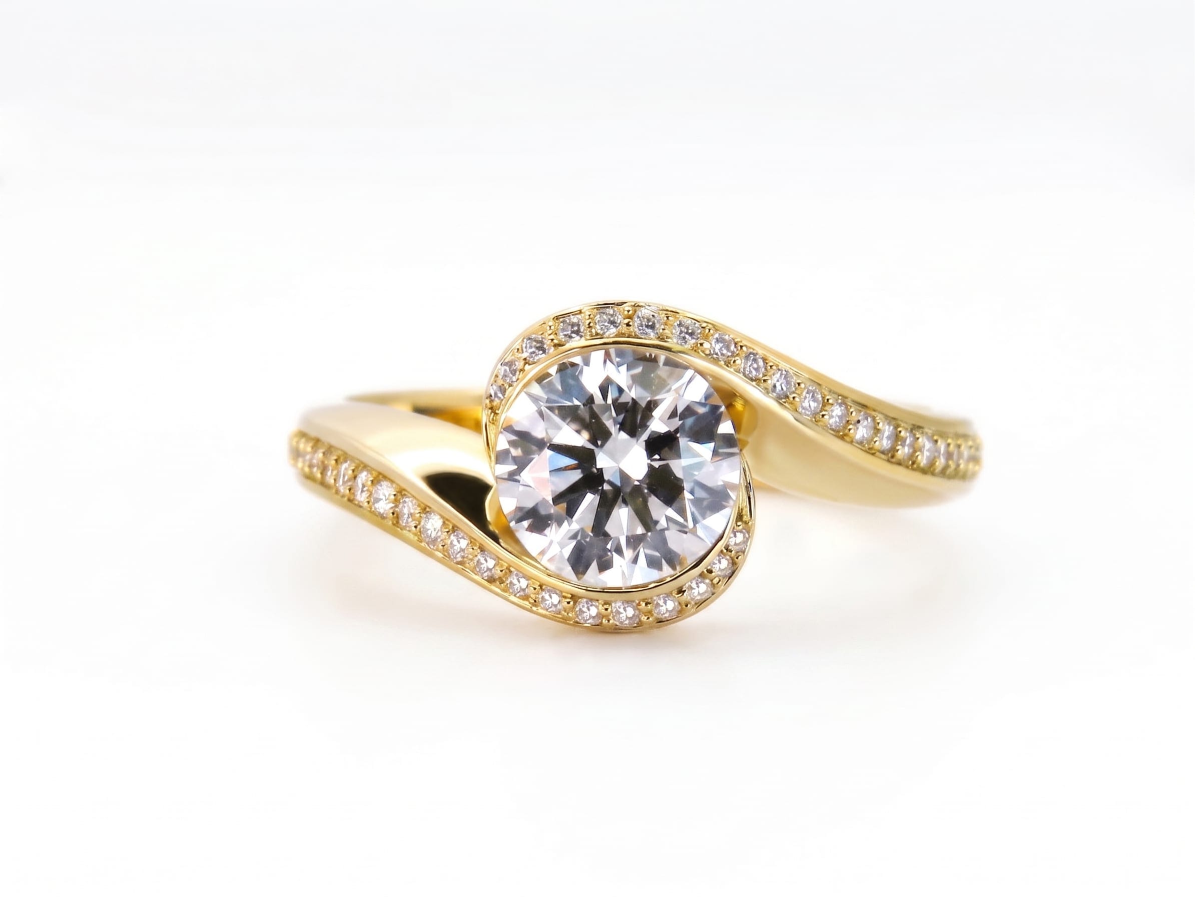 Delia Round Diamond Engagement Ring-Yellow Gold-Top View