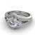 Platinum 3-stone ring with v-shaped pave sides - Aglaia
